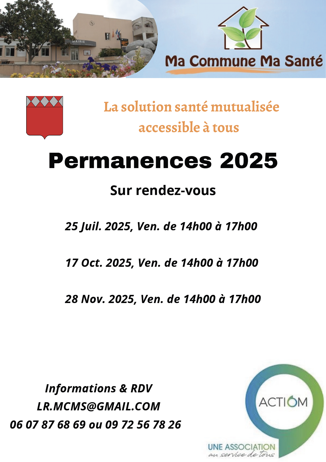 Voici les dates des permanences de 2025 sur notre commune, pour vous accompagner dans vos démarches et répondre à toutes vos questions.